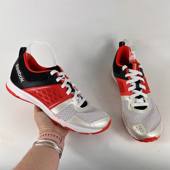 Reebok one glide fitframe us mens size 9 orange white black running sneakers - Picture 1 of 11